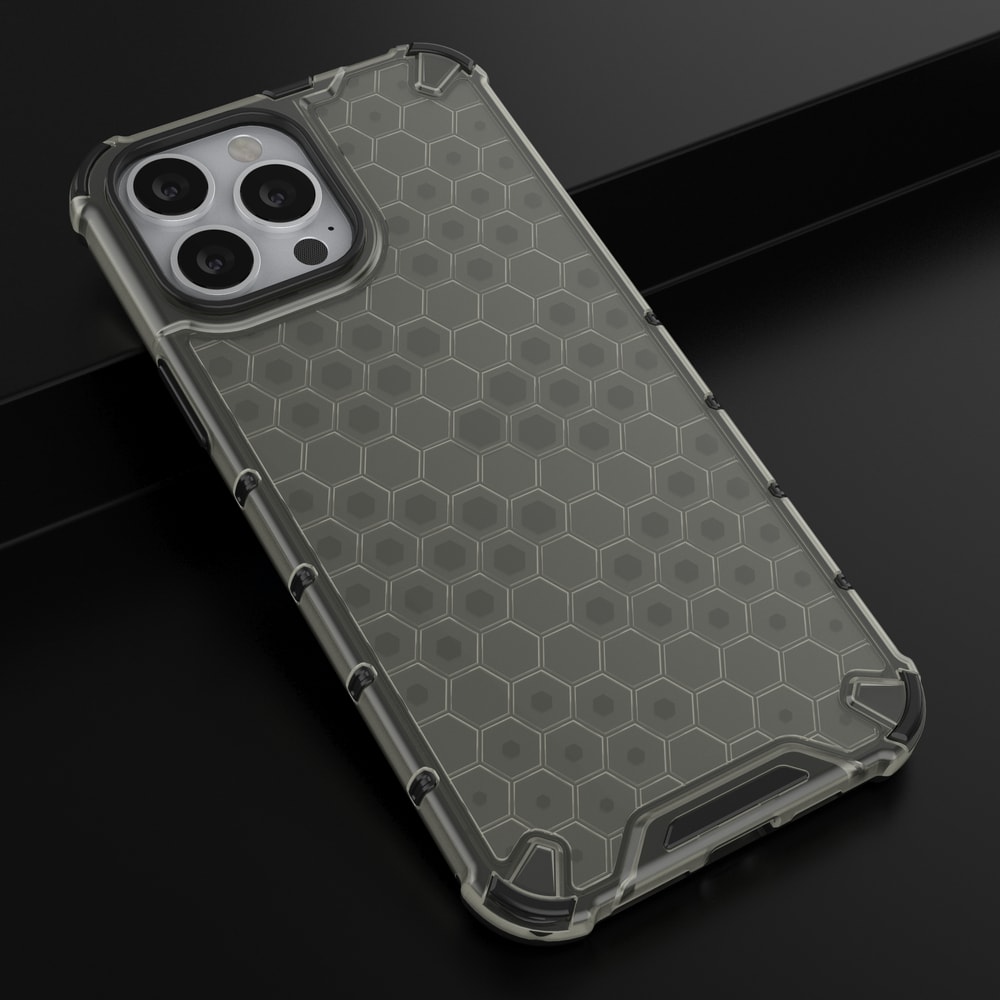 Honeycomb Case panser cover med TPU Bumper til iPhone 13 Pro Max sort