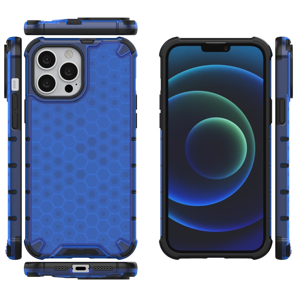 Honeycomb Case panser cover med TPU Bumper til iPhone 13 Pro Max blå
