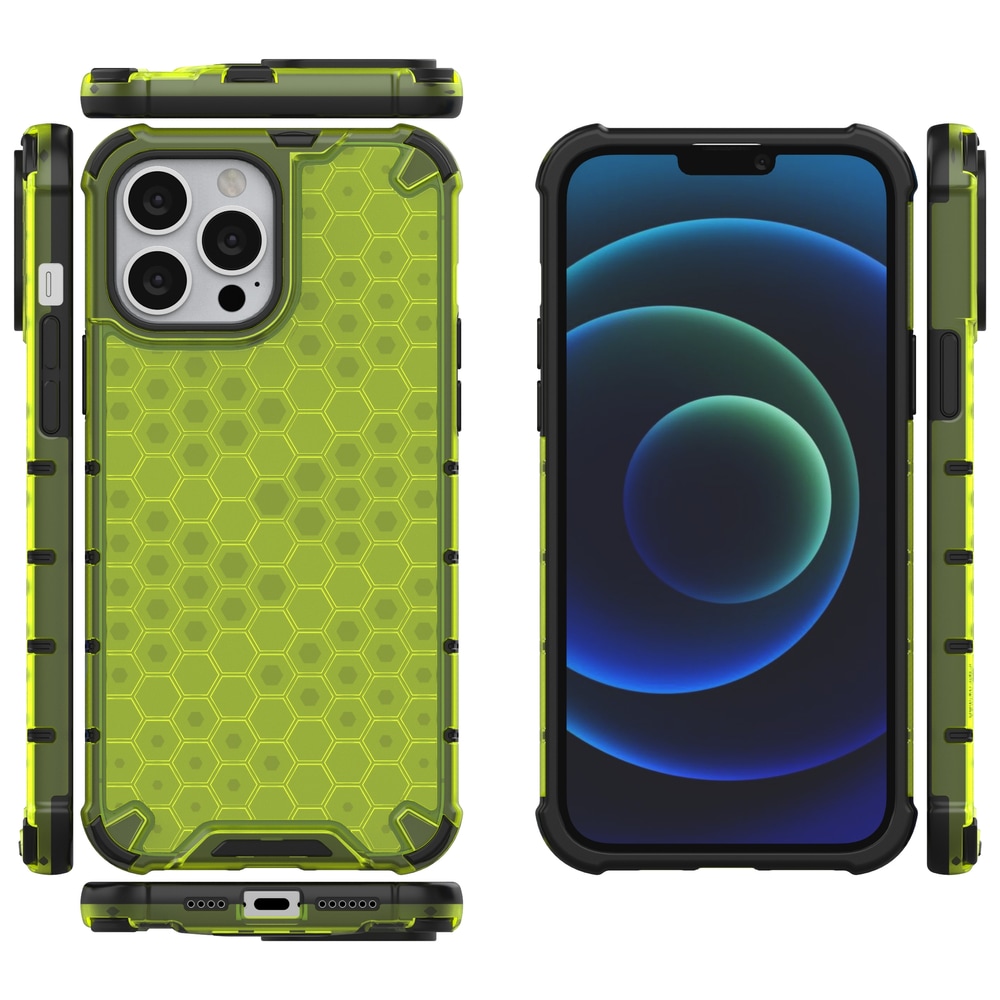 Honeycomb Case panser cover med TPU Bumper til iPhone 13 Pro Max grøn