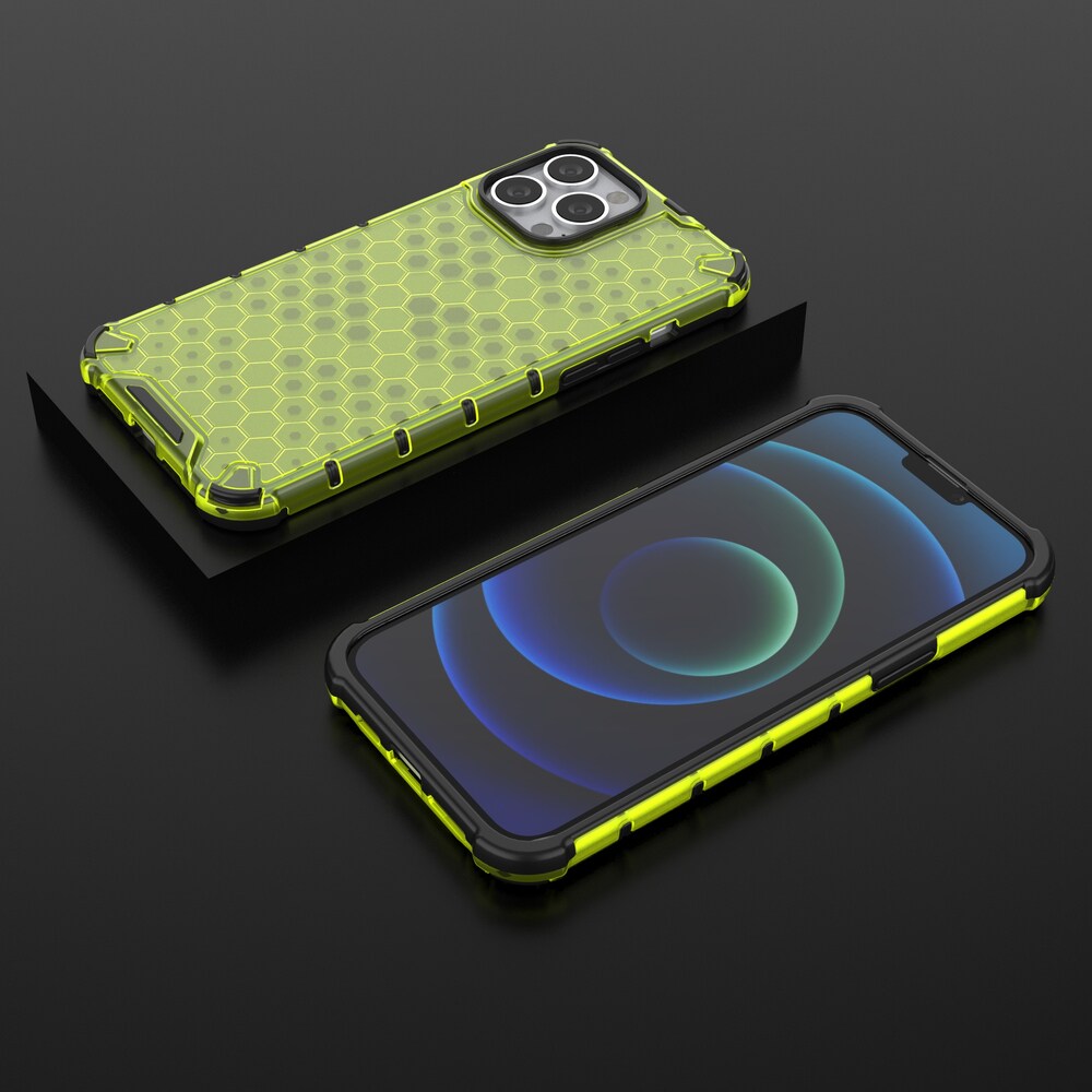 Honeycomb Case panser cover med TPU Bumper til iPhone 13 Pro Max grøn