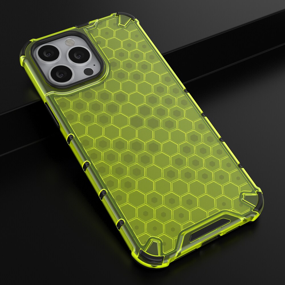 Honeycomb Case panser cover med TPU Bumper til iPhone 13 Pro Max grøn