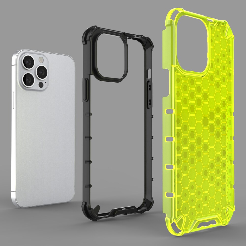 Honeycomb Case panser cover med TPU Bumper til iPhone 13 Pro Max grøn
