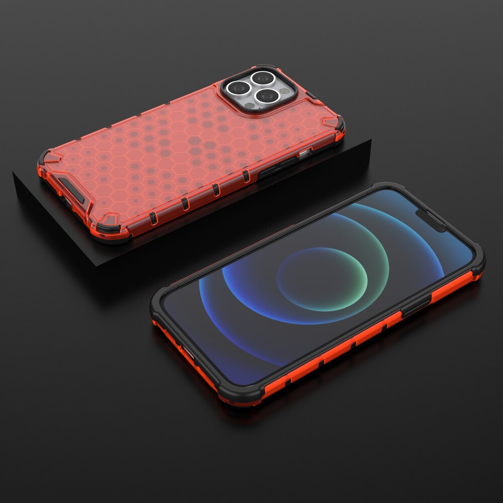 Honeycomb Case panser cover med TPU Bumper til iPhone 13 Pro Max rød