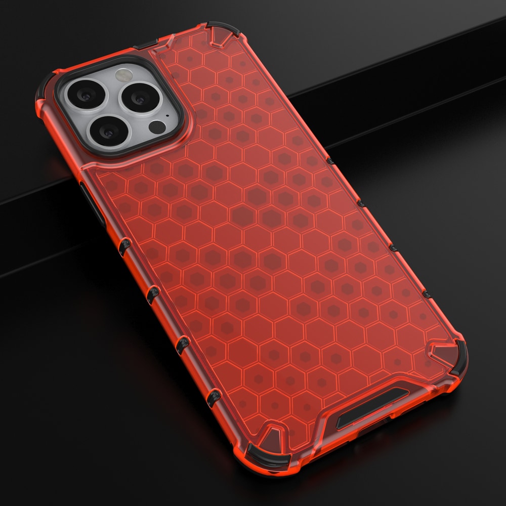 Honeycomb Case panser cover med TPU Bumper til iPhone 13 Pro Max rød