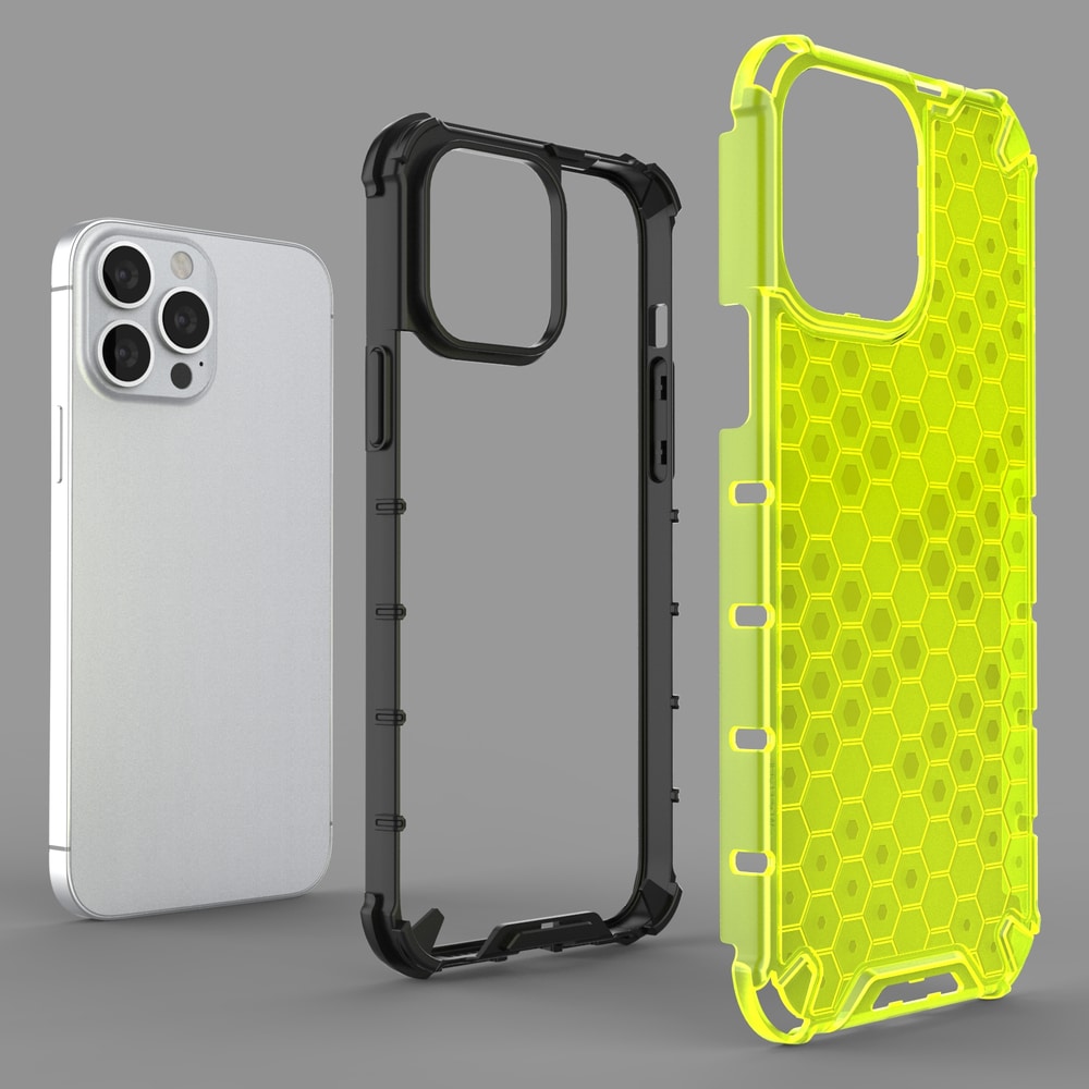 Honeycomb Case panser cover med TPU Bumper til iPhone 13 Pro Max rød