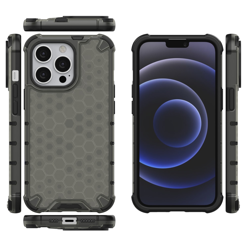 Honeycomb Case panser cover med TPU Bumper til iPhone 13 Pro sort