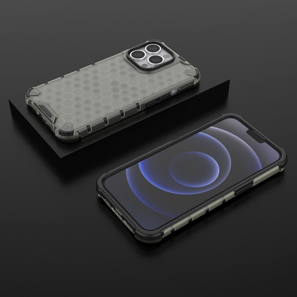 Honeycomb Case panser cover med TPU Bumper til iPhone 13 Pro sort