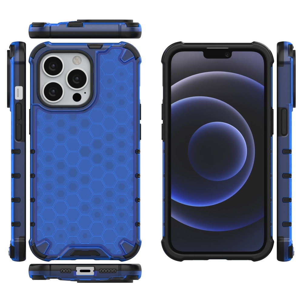 Honeycomb Case panser cover med TPU Bumper til iPhone 13 Pro blå