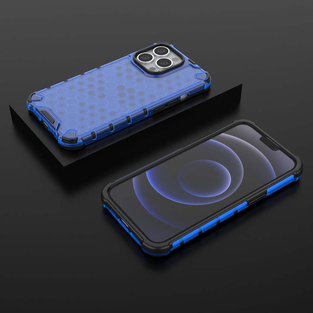 Honeycomb Case panser cover med TPU Bumper til iPhone 13 Pro blå