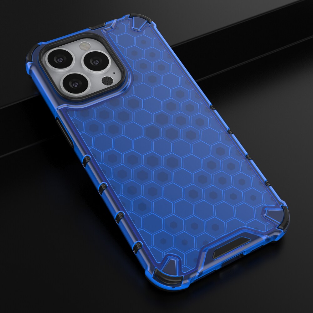 Honeycomb Case panser cover med TPU Bumper til iPhone 13 Pro blå