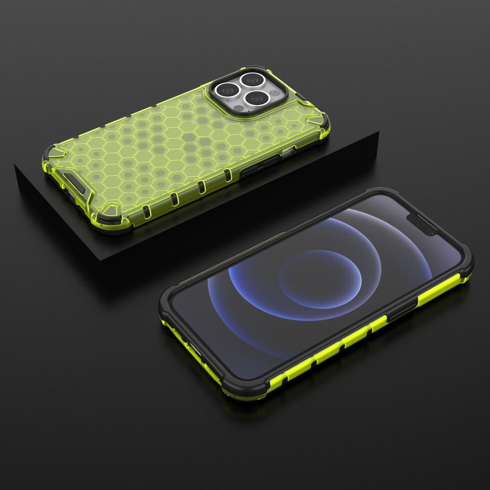 Honeycomb Case panser cover med TPU Bumper til iPhone 13 Pro grøn