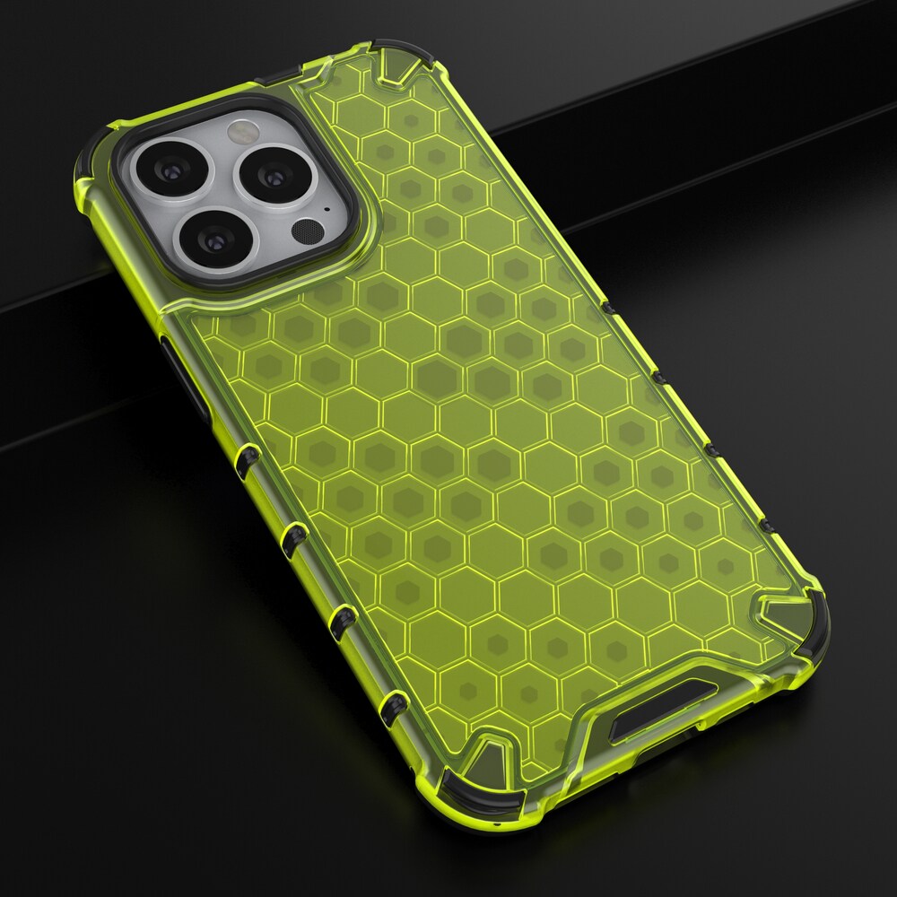 Honeycomb Case panser cover med TPU Bumper til iPhone 13 Pro grøn