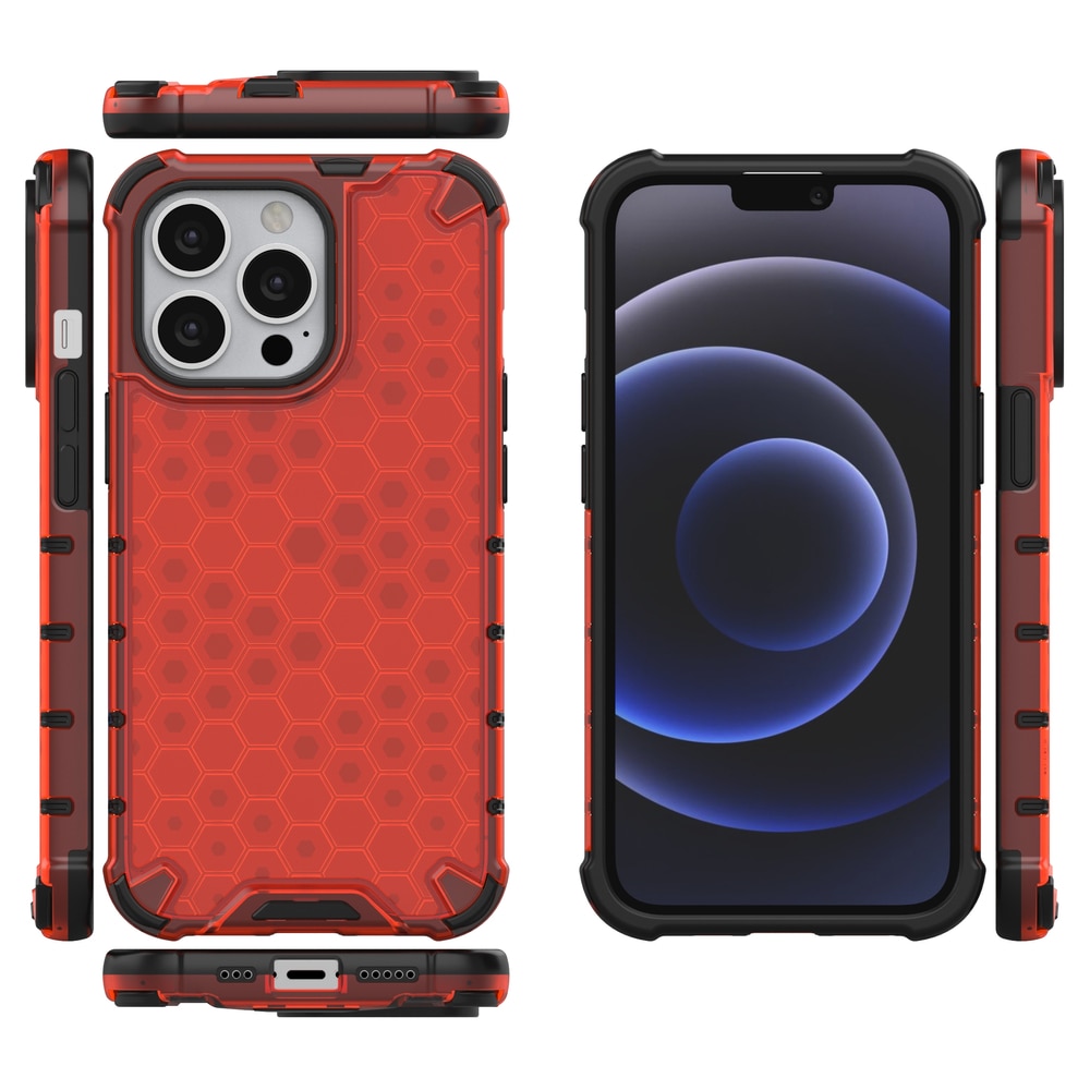 Honeycomb Case panser cover med TPU Bumper til iPhone 13 Pro rød
