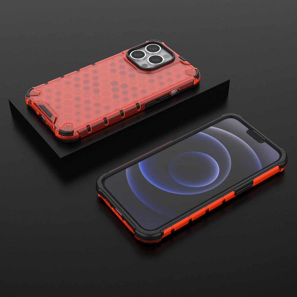 Honeycomb Case panser cover med TPU Bumper til iPhone 13 Pro rød