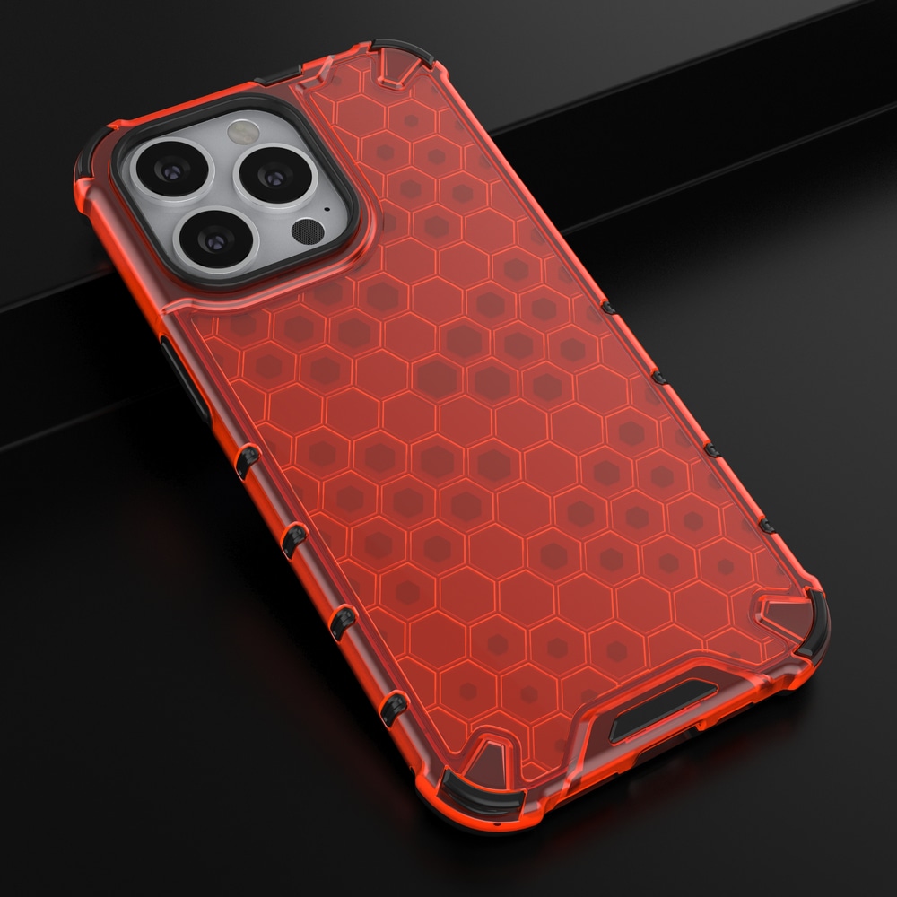 Honeycomb Case panser cover med TPU Bumper til iPhone 13 Pro rød