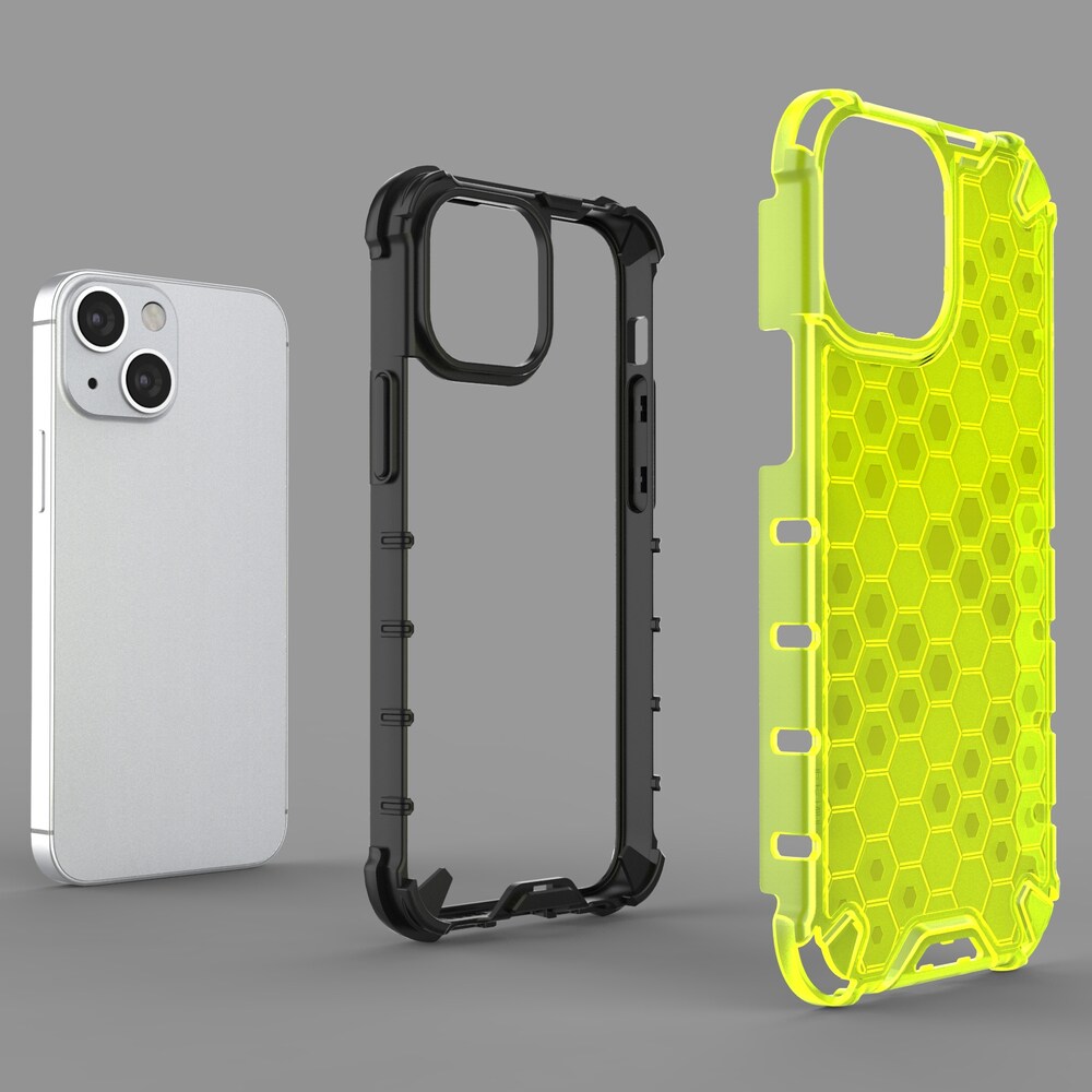 Honeycomb Case panser cover med TPU Bumper til iPhone 13 mini sort