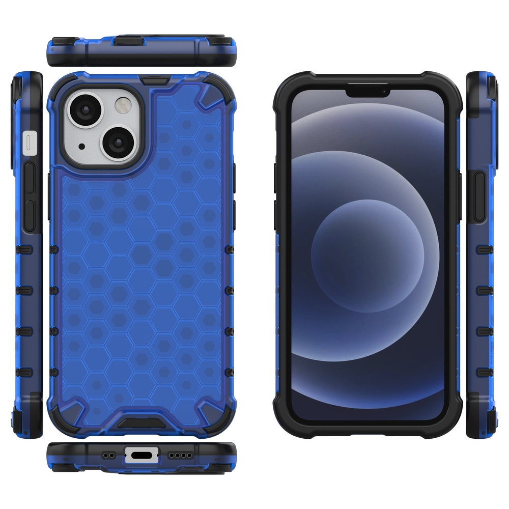 Honeycomb Case panser cover med TPU Bumper til iPhone 13 mini blå