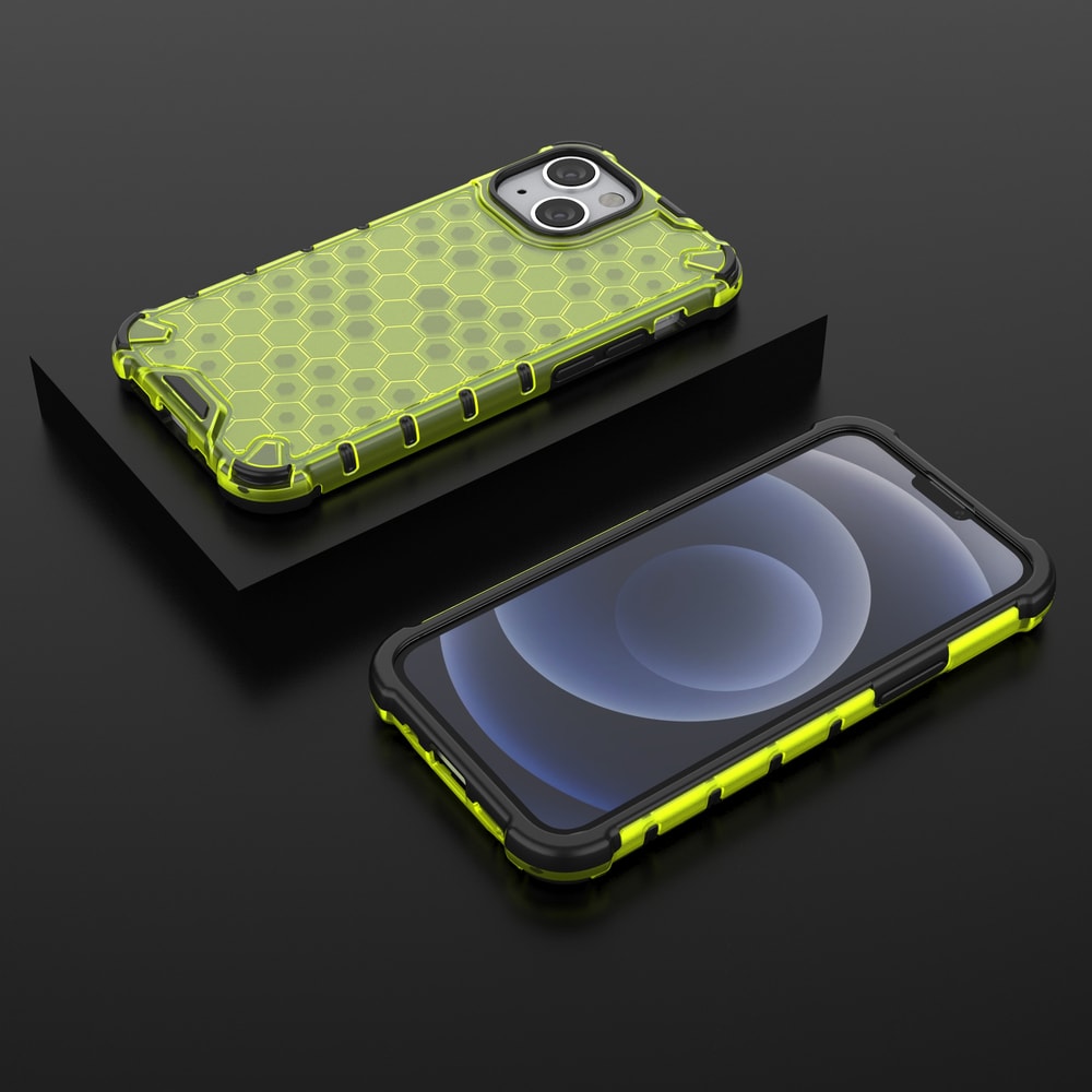 Honeycomb Case panser cover med TPU Bumper til iPhone 13 mini grøn