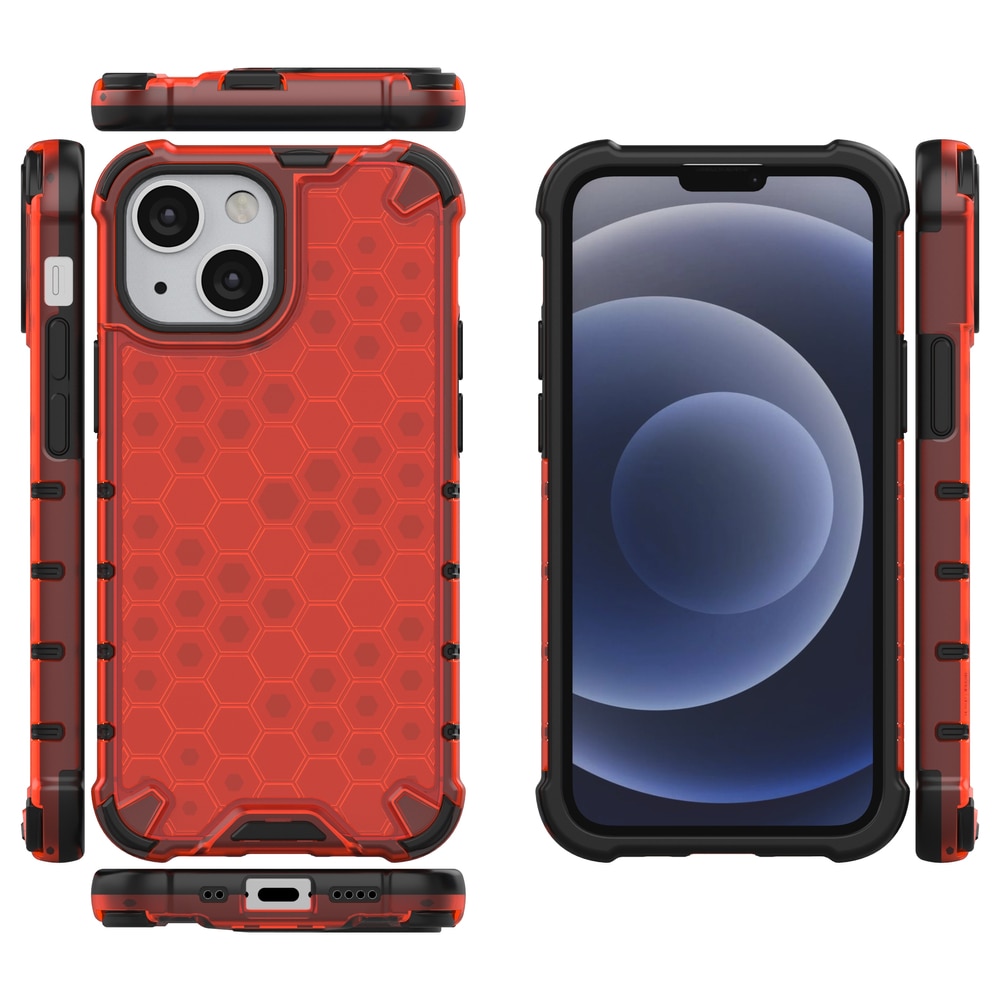 Honeycomb Case panser cover med TPU Bumper til iPhone 13 mini rød