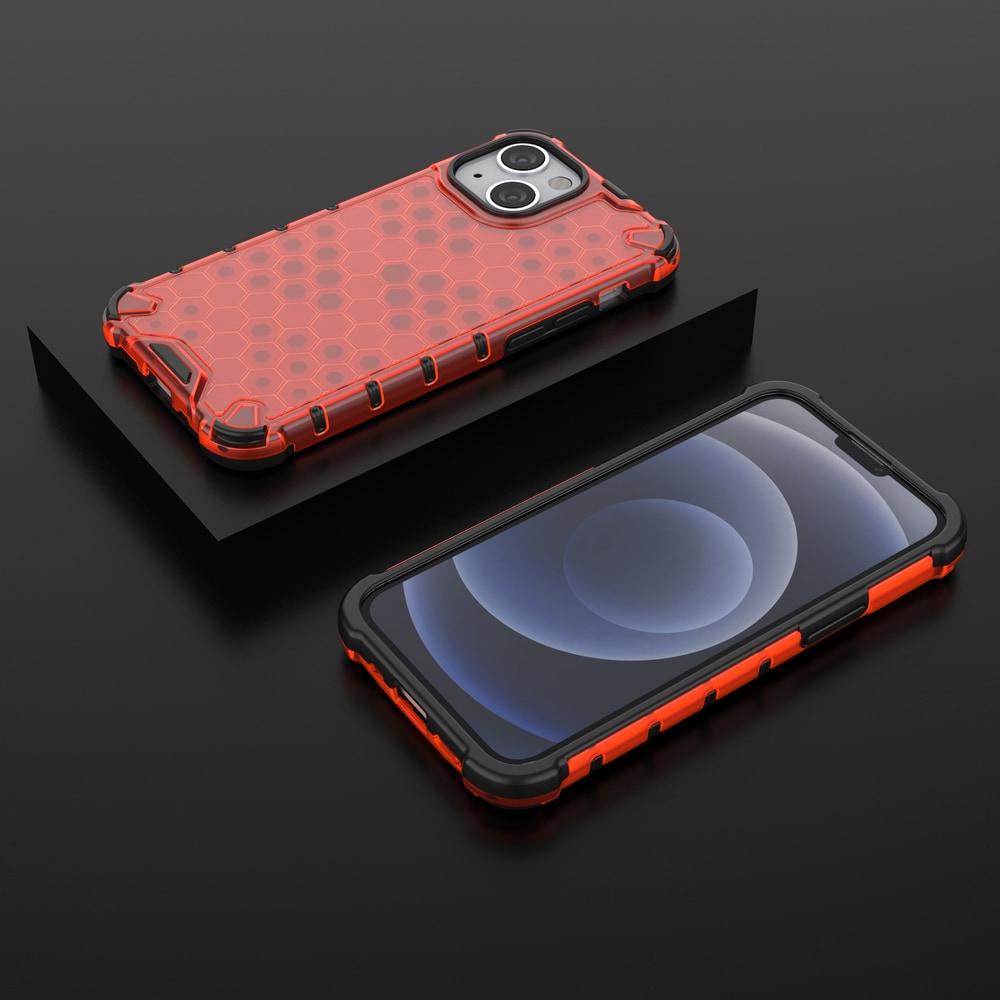 Honeycomb Case panser cover med TPU Bumper til iPhone 13 mini rød