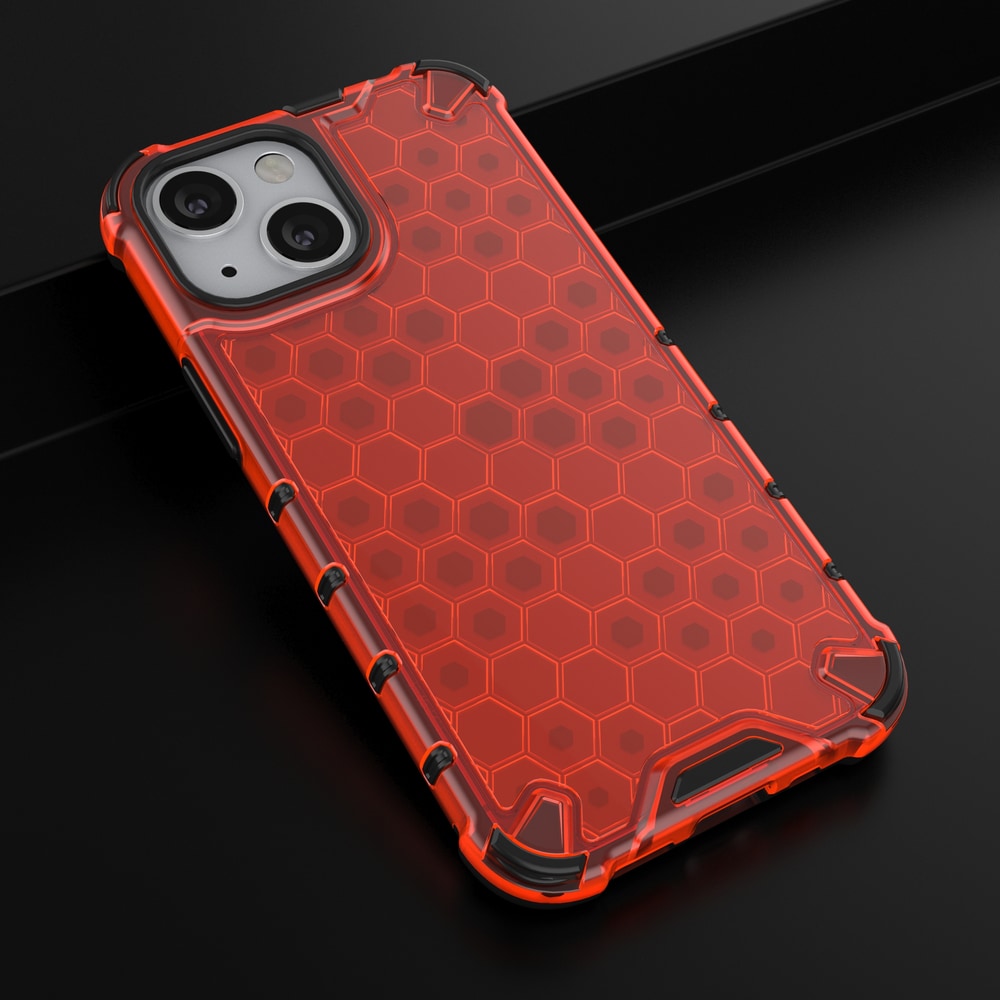 Honeycomb Case panser cover med TPU Bumper til iPhone 13 mini rød