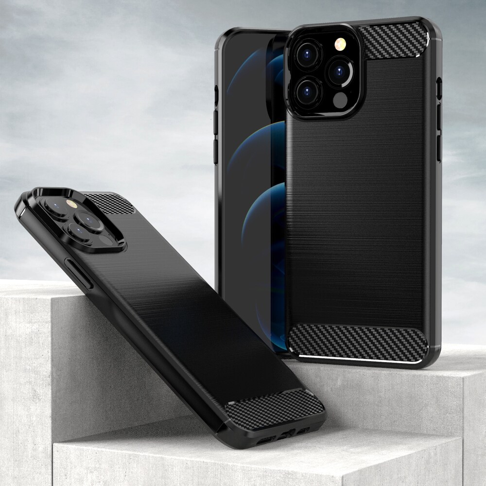 Carbon Case fleksibelt TPU-etui til iPhone 13 Pro Max sort