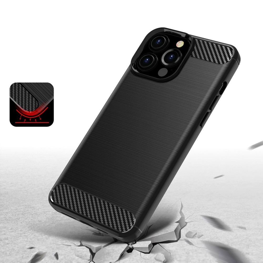 Carbon Case fleksibelt TPU-etui til iPhone 13 Pro Max sort