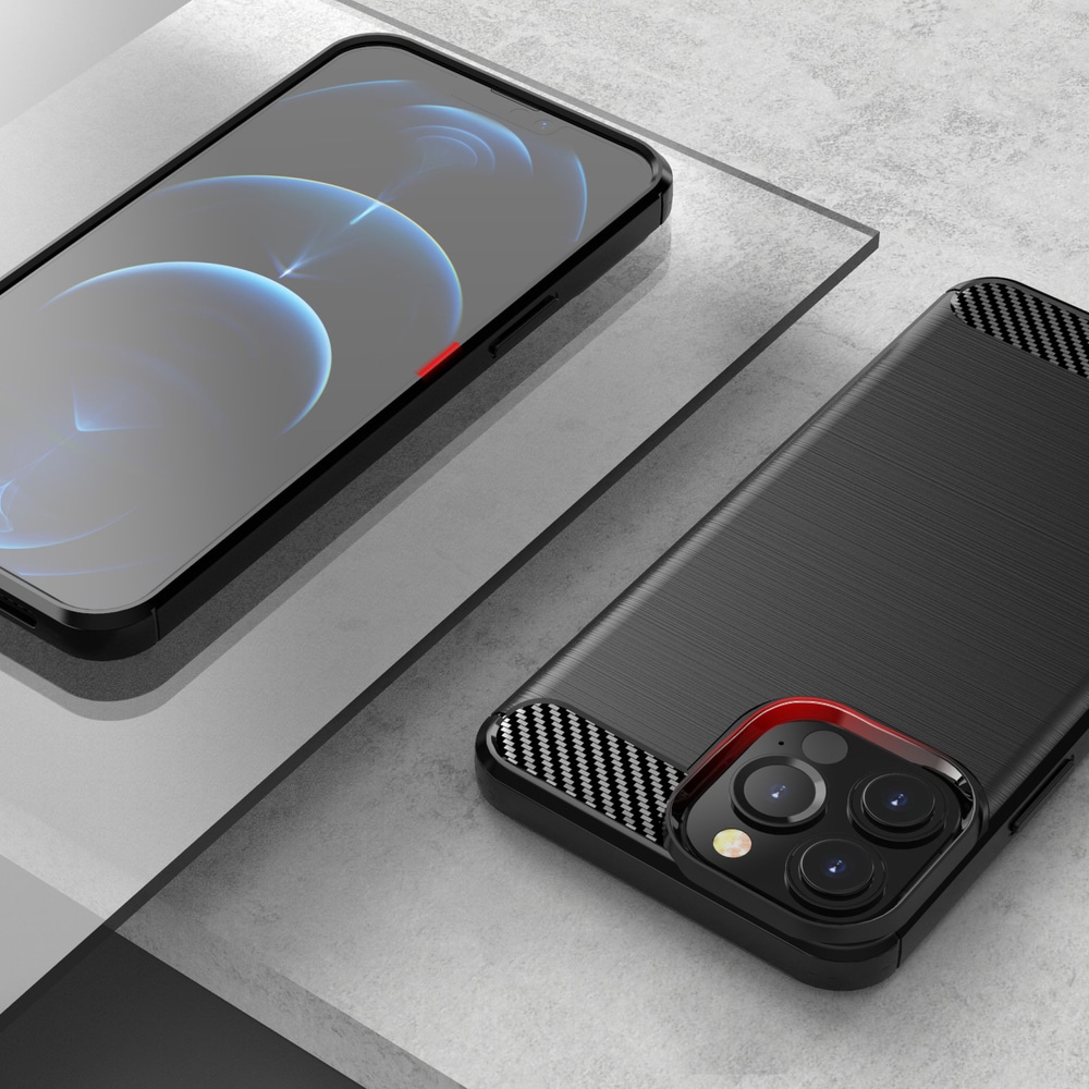 Carbon Case fleksibelt TPU-etui til iPhone 13 Pro Max sort