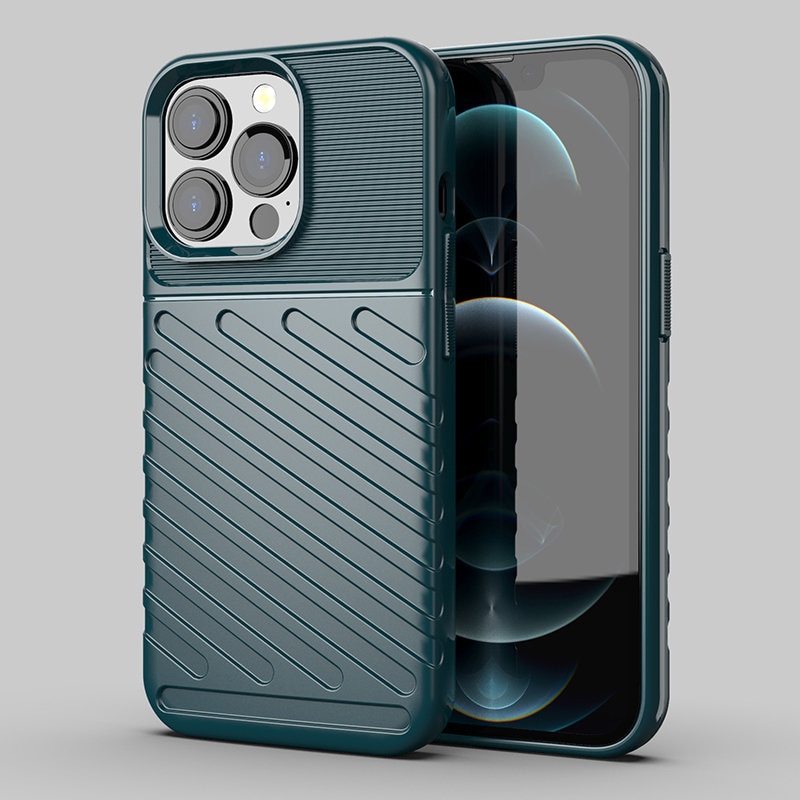 Thunder Case Flexible Tough Rugged Cover TPU-etui til iPhone 13 Pro grøn