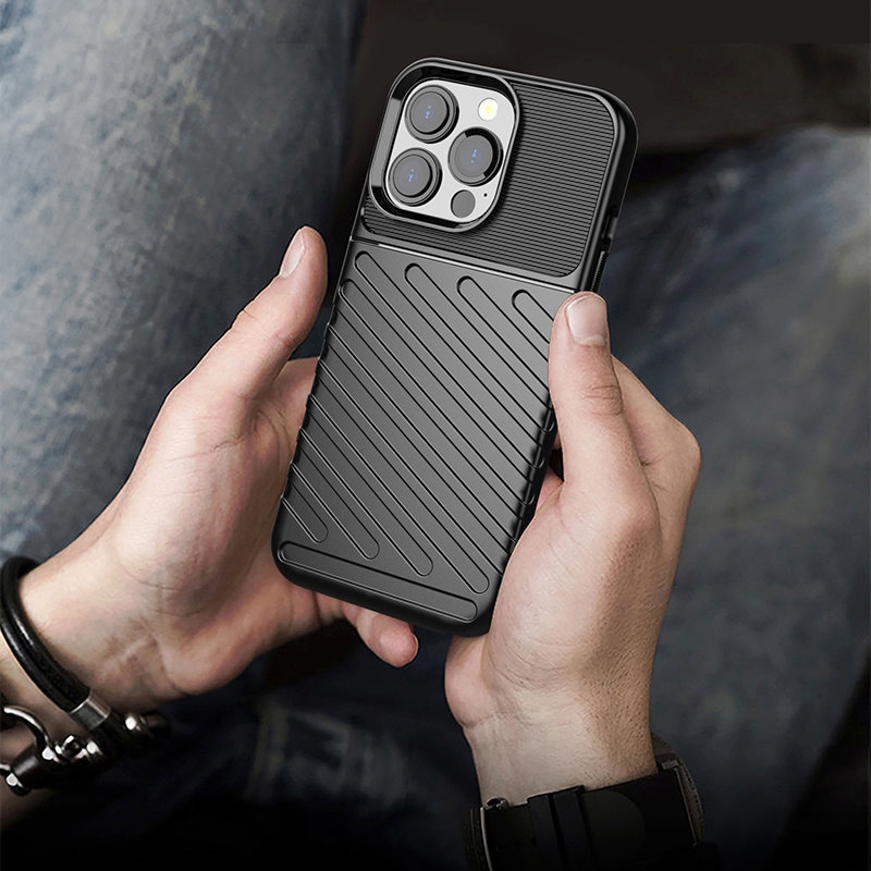 Thunder Case Flexible Tough Rugged Cover TPU-etui til iPhone 13 Pro grøn