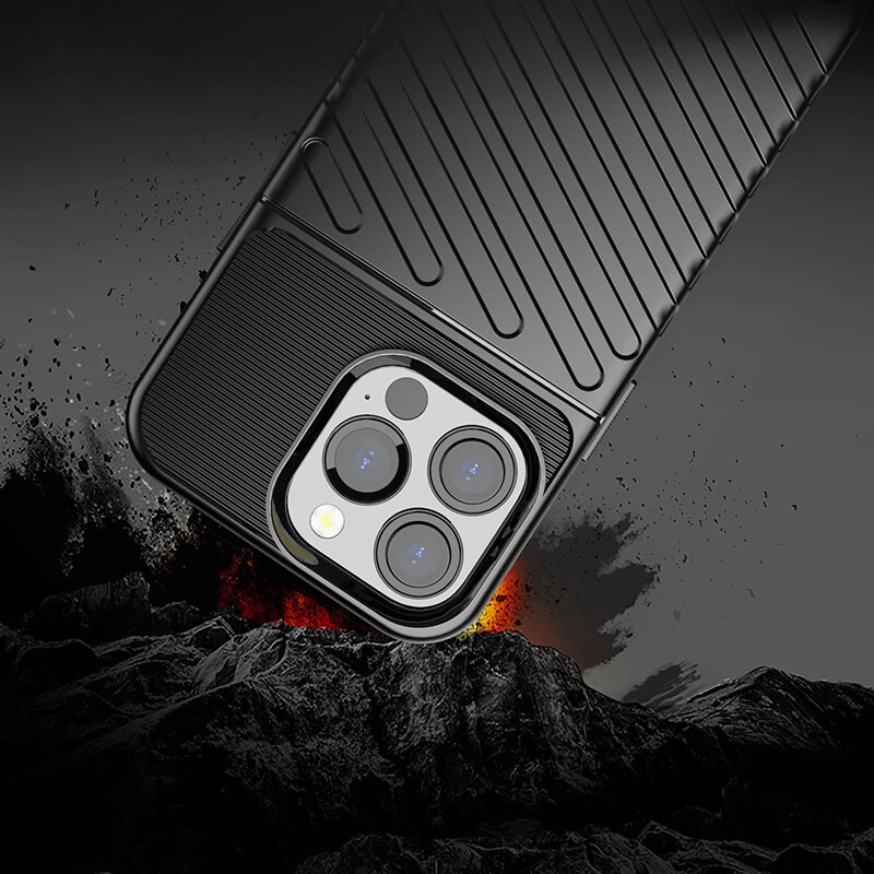 Thunder Case Flexible Tough Rugged Cover TPU Case til iPhone 13 Pro sort