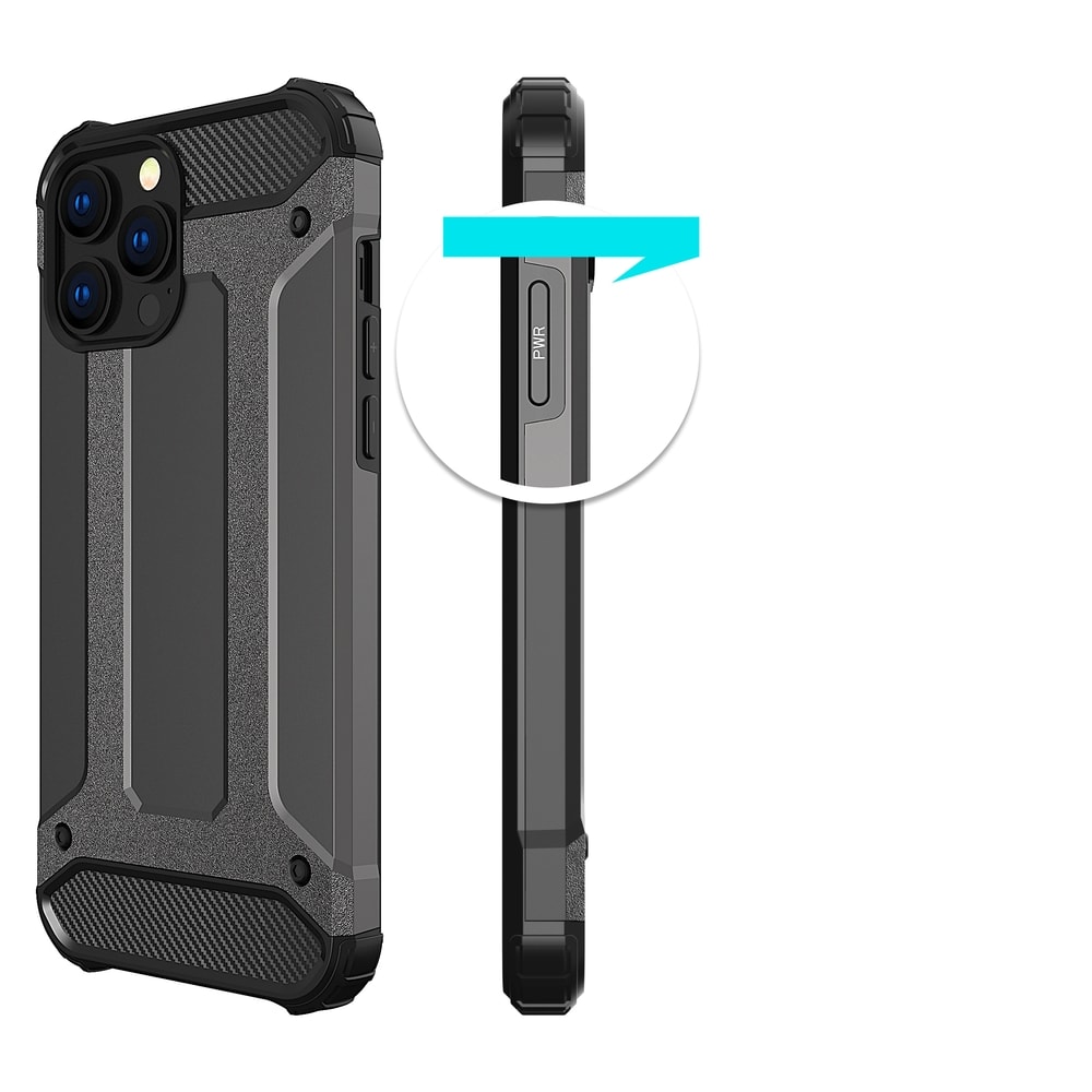 Hybrid Armor Case Tough Rugged Cover til iPhone 13 Pro Max sort