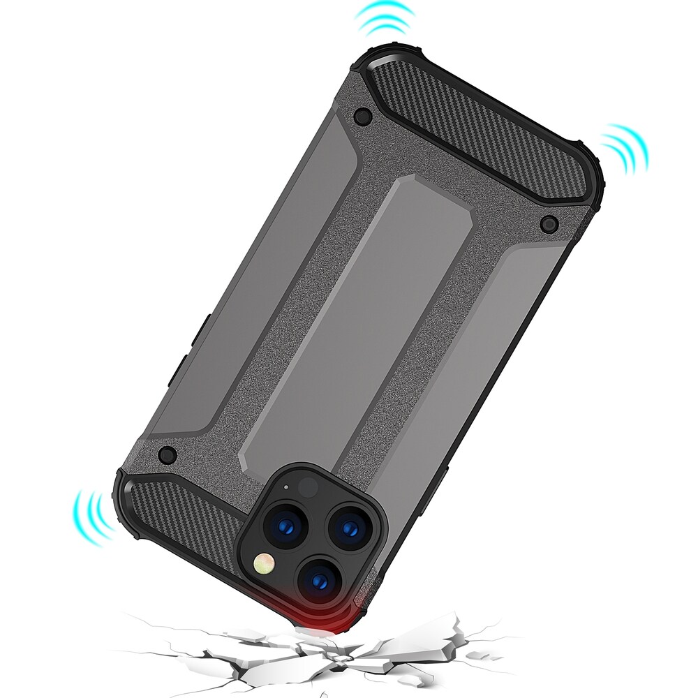 Hybrid Armor Case Tough Rugged Cover til iPhone 13 Pro sort