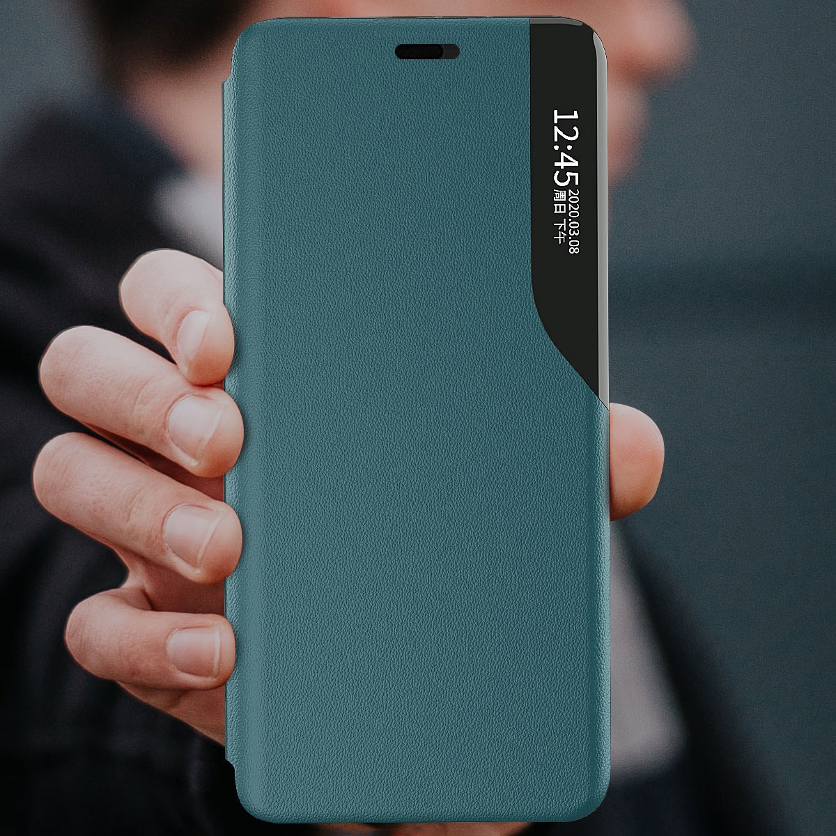 Eco Leather View Case elegant bogreol-etui med kickstand til iPhone 13 Pro Max sort