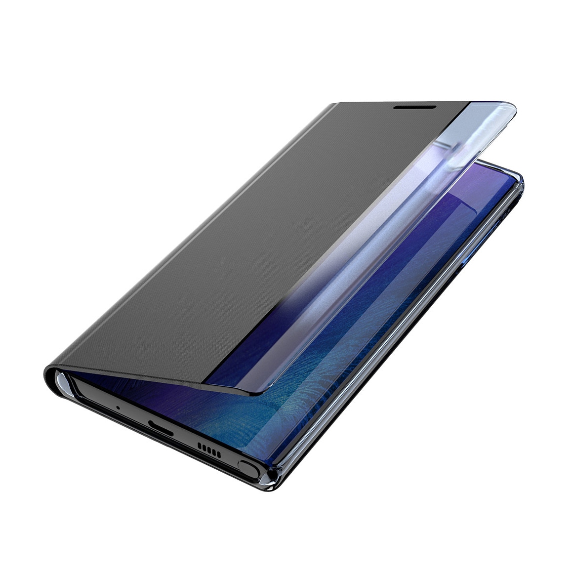 Sleep Case Bookcase Type Case med smart vindue til iPhone 13 Pro sort