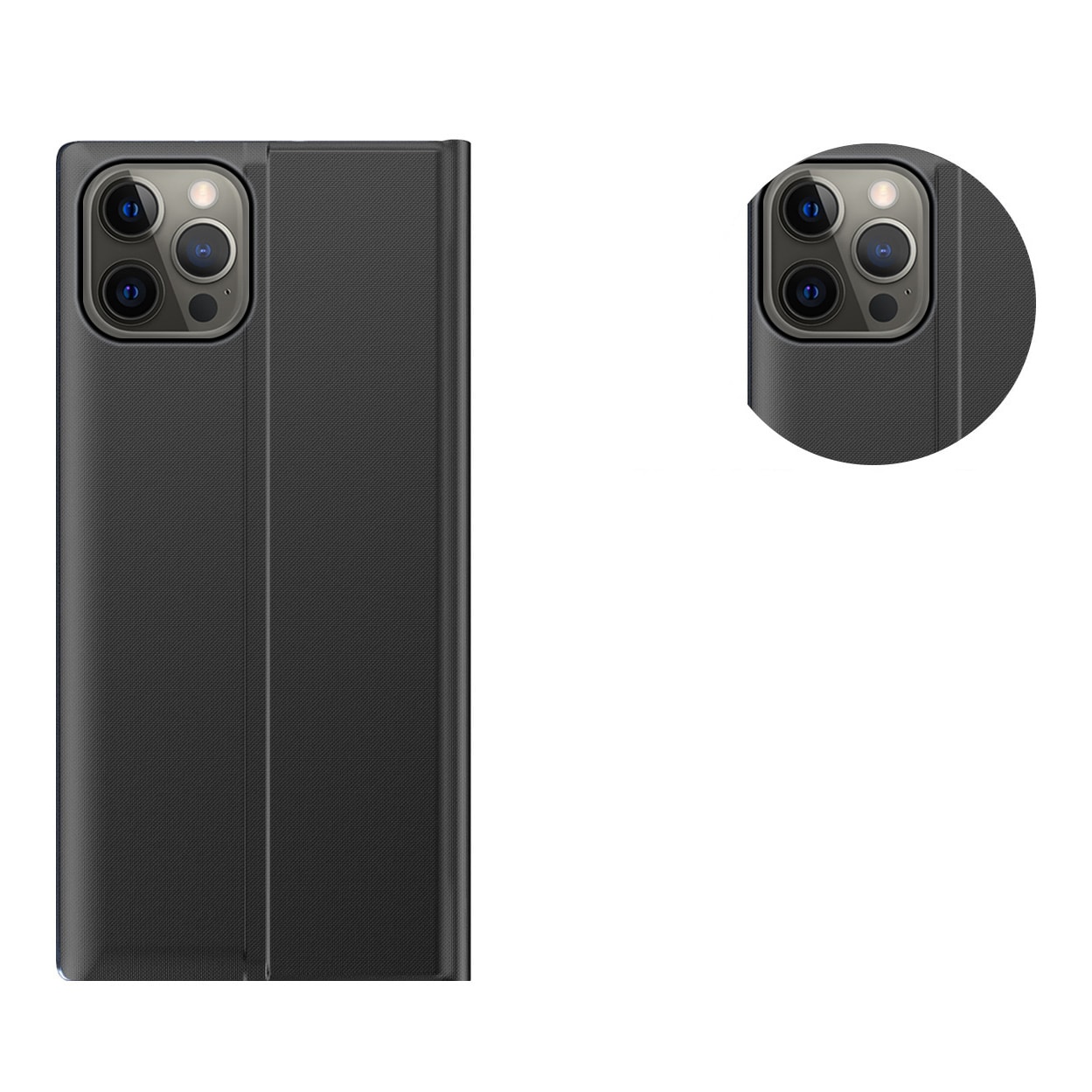 Sleep Case Bookcase Type Case med smart vindue til iPhone 13 Pro blå