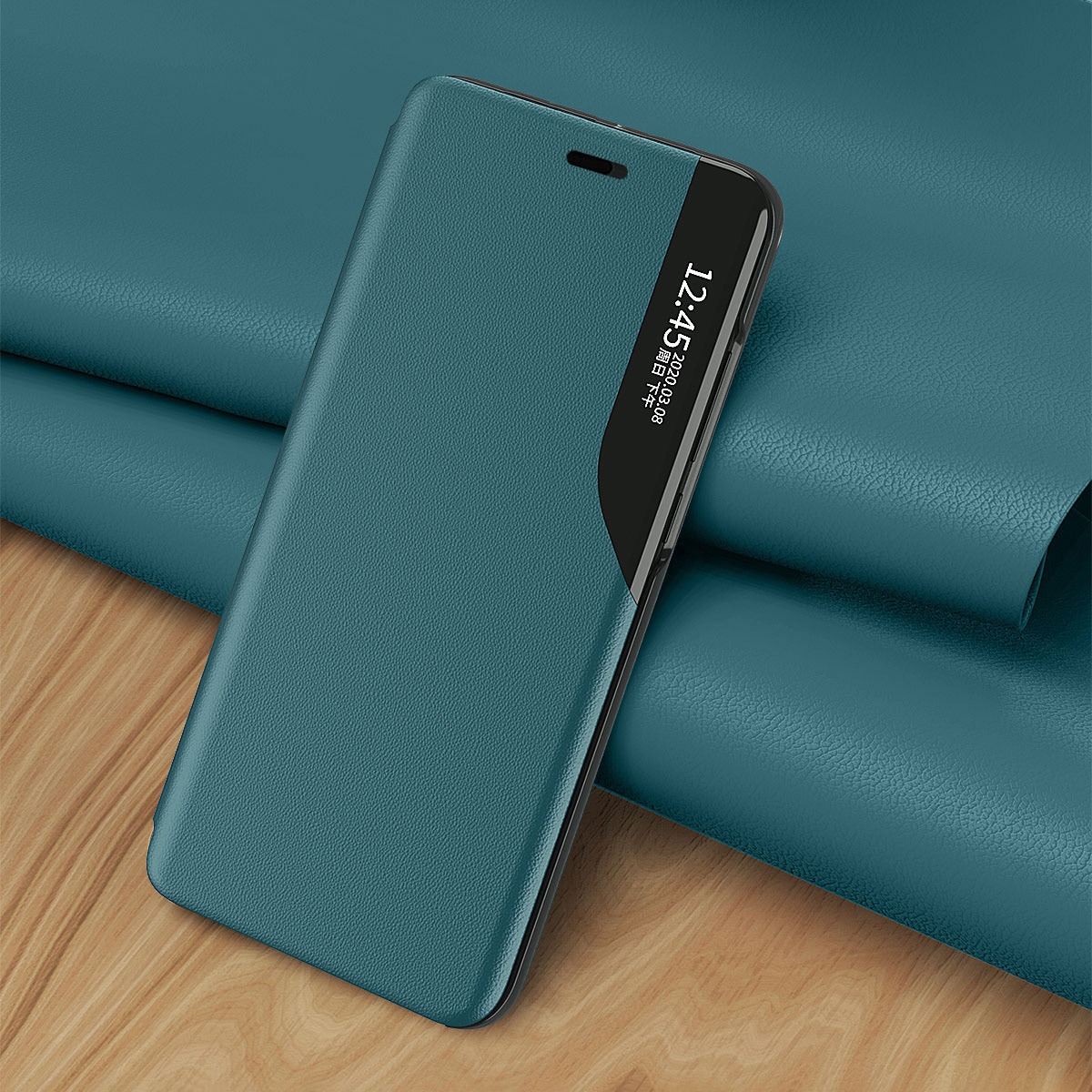 Eco Leather View Case elegant bogreol-etui med kickstand til iPhone 13 Pro orange