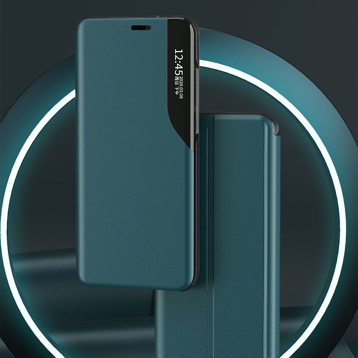 Eco Leather View Case elegant bogreol-etui med kickstand til iPhone 13 Pro lilla