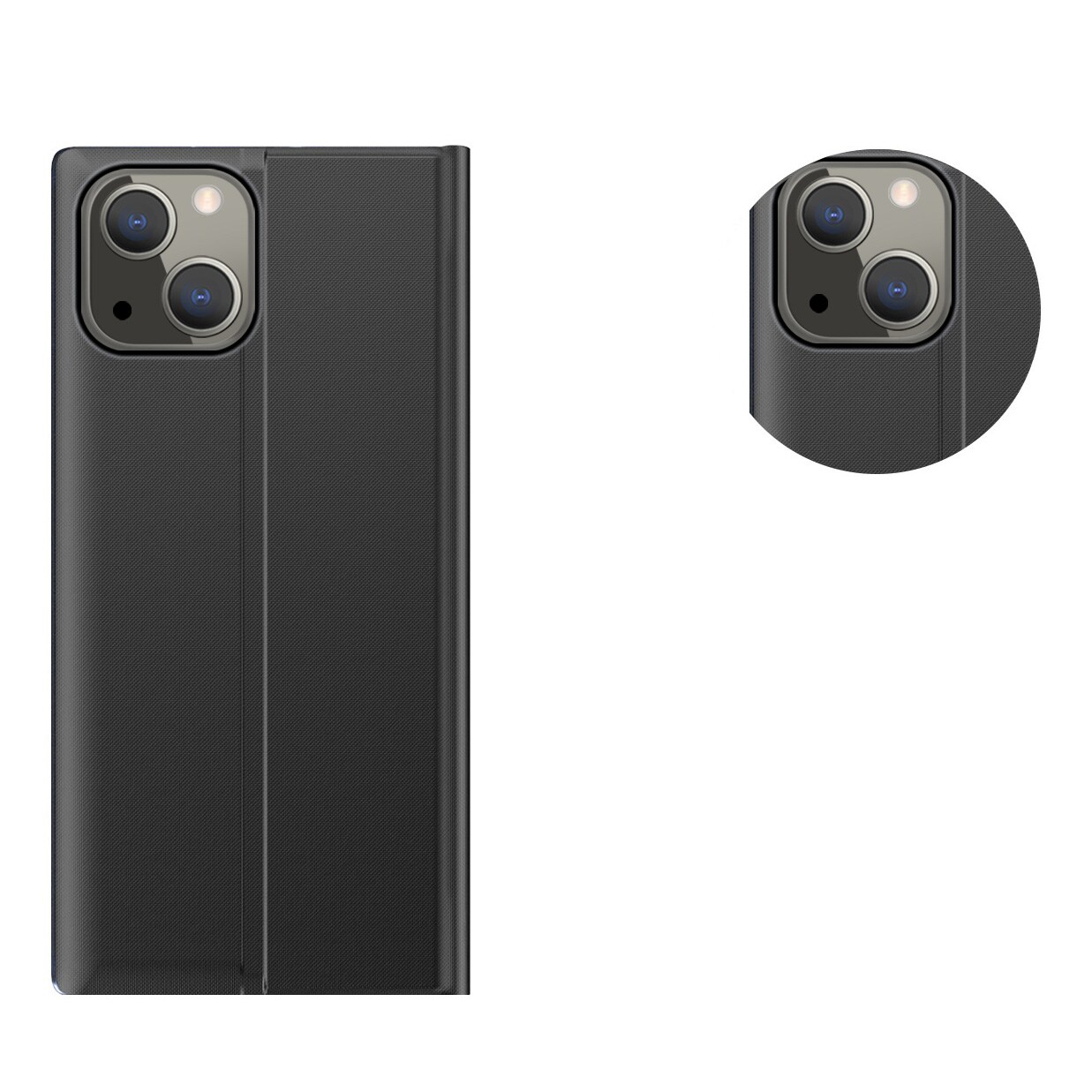 Sleep Case Bookcase Type Case med smart vindue til iPhone 13 mini sort