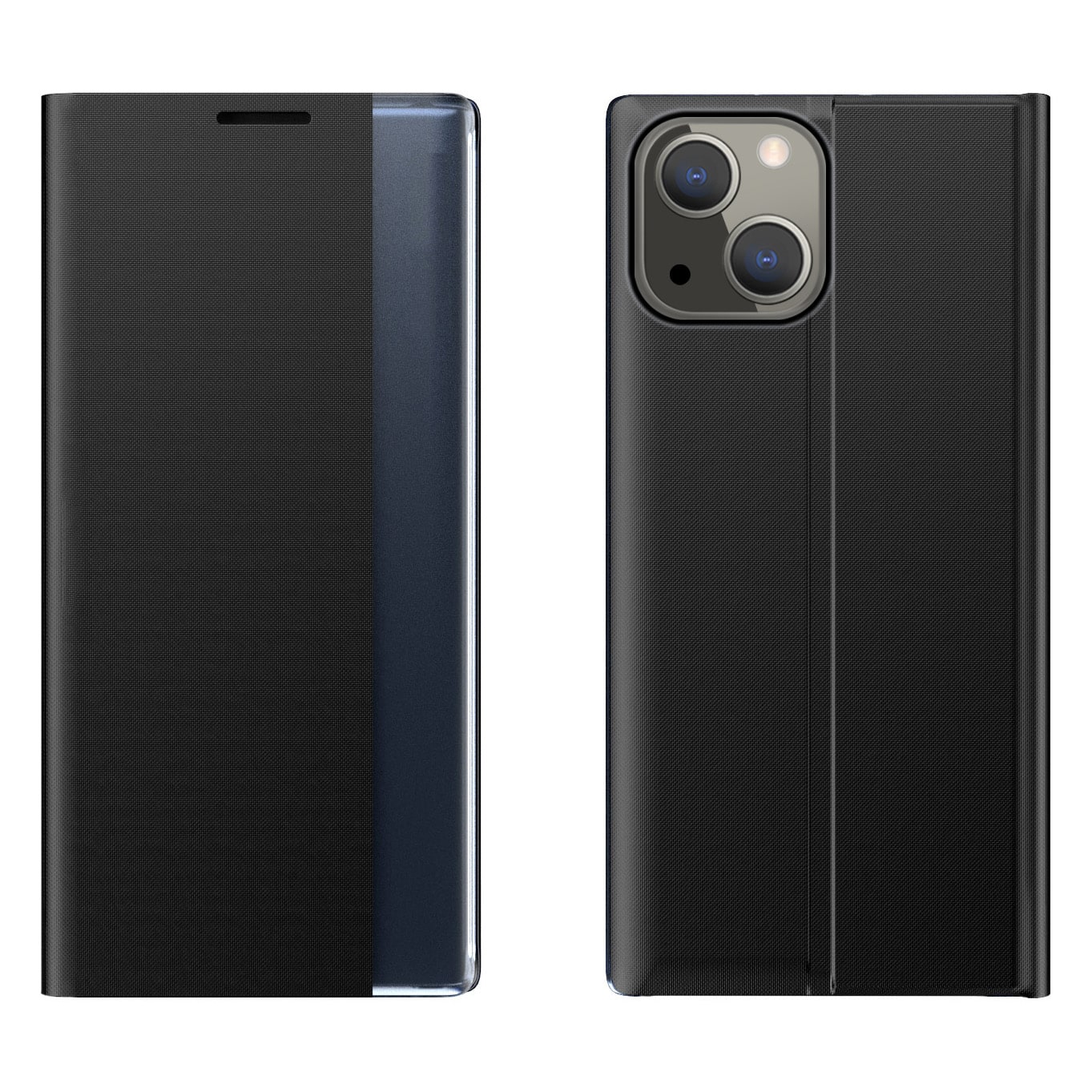 Sleep Case Bookcase Type Case med smart vindue til iPhone 13 mini sort