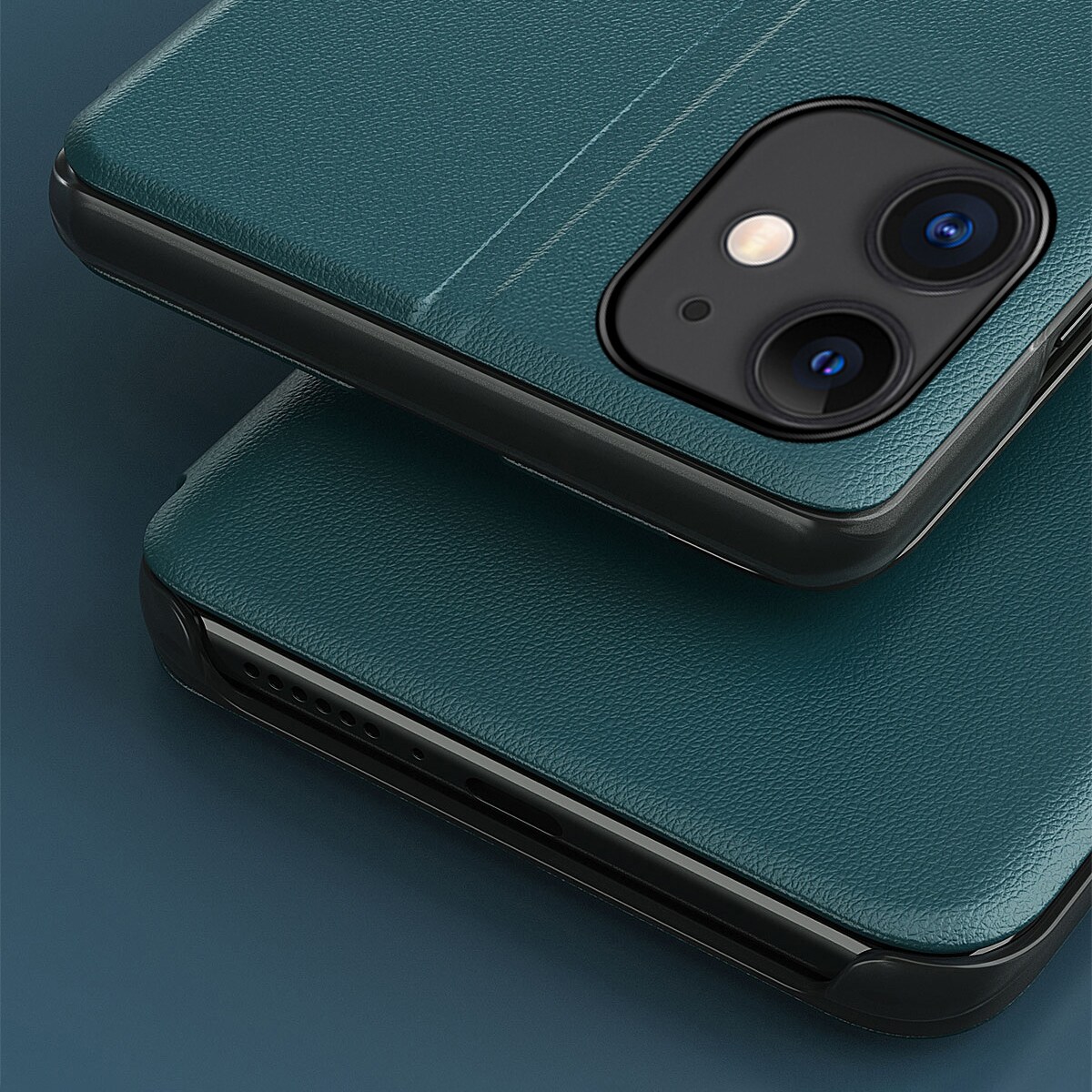 Eco Leather View Case elegant bogreol-etui med kickstand til iPhone 13 mini orange