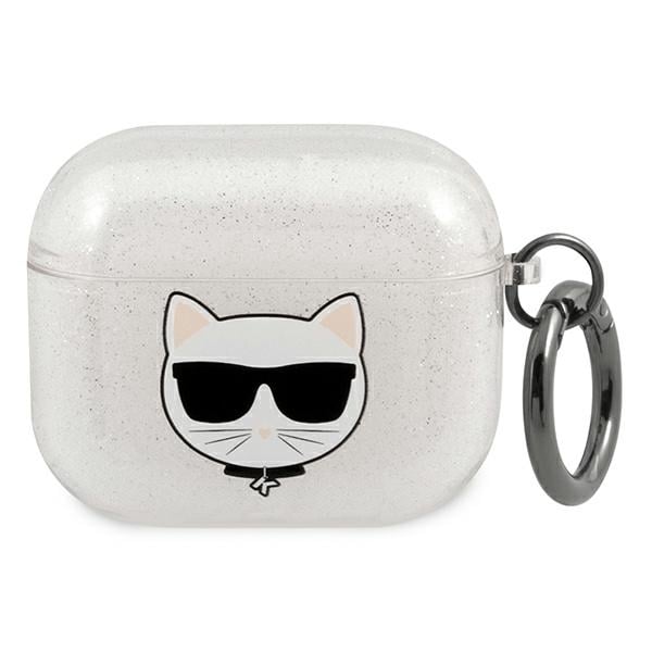 Karl Lagerfeld Glitter Choupette-etui til AirPods 3 - sølv