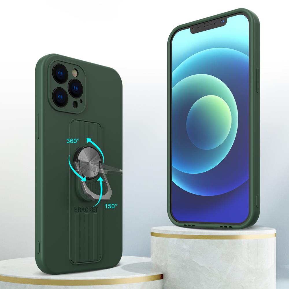 Ring Case silikoneetui med fingergreb og stativ til iPhone XS Max rød