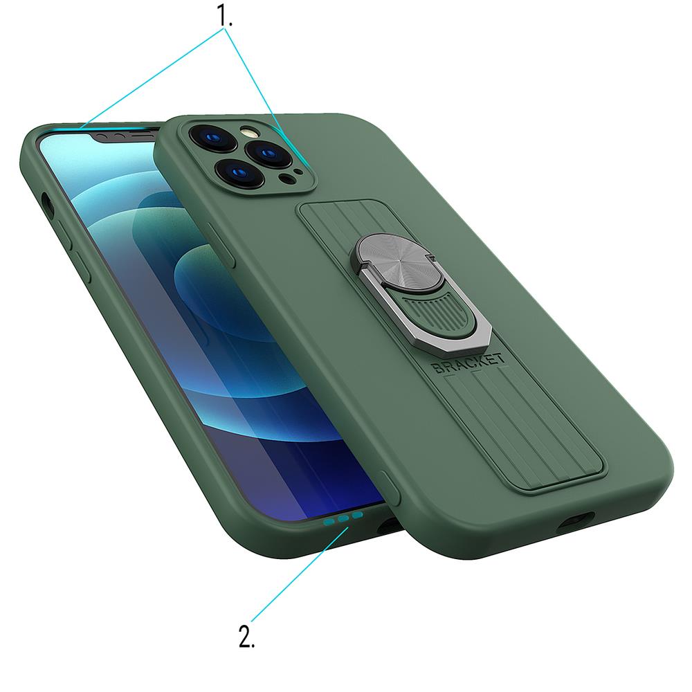 Ring Case silikoneetui med fingergreb og stativ til iPhone 13 Pro rød