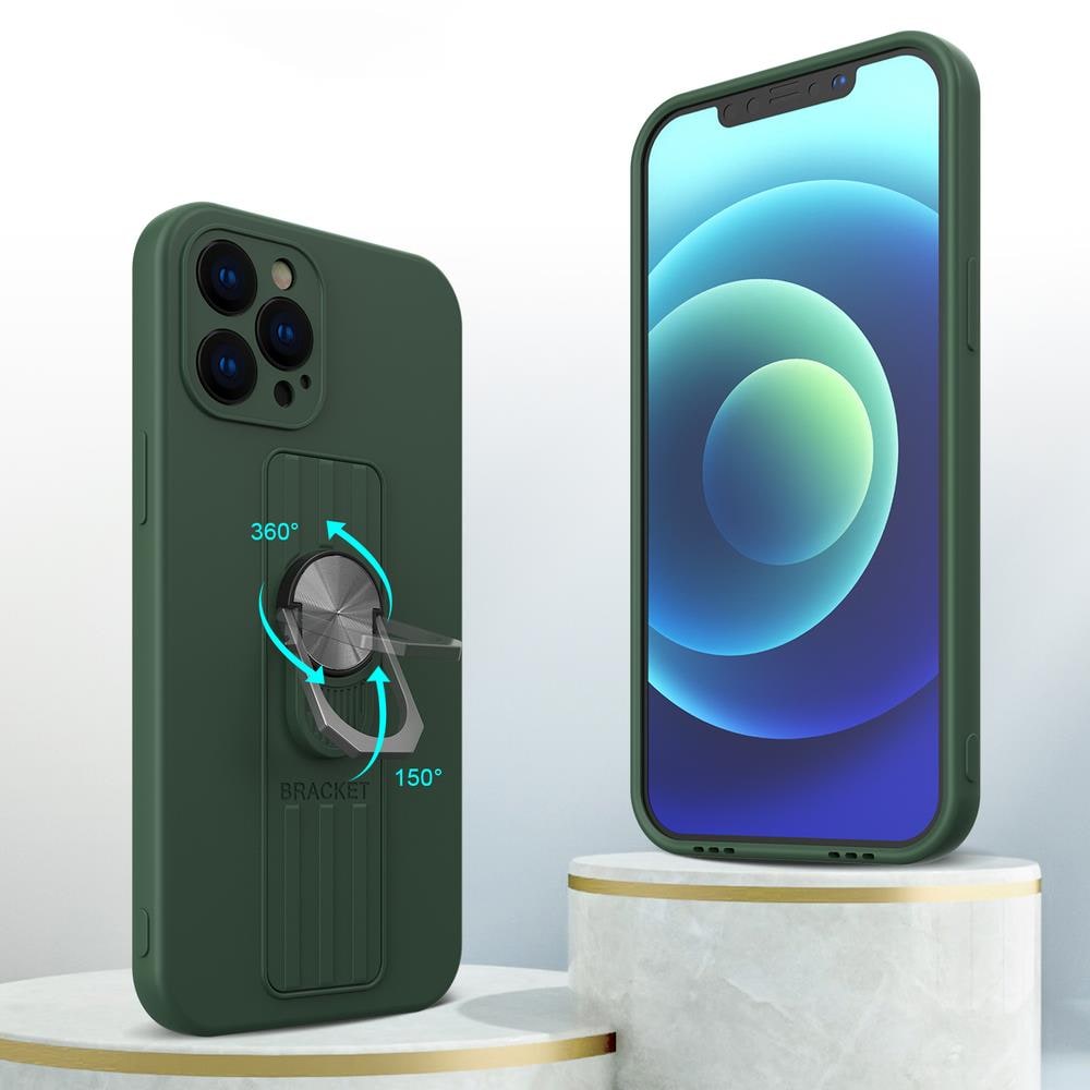 Ring Case silikoneetui med fingergreb og stativ til Samsung Galaxy A72 4G sølv