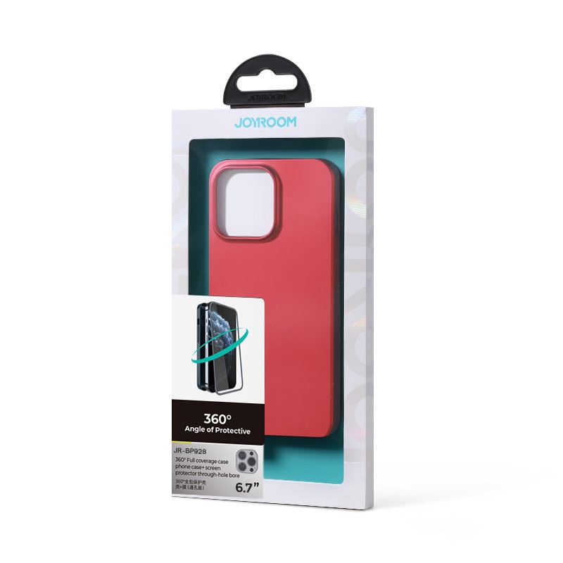 Joyroom 360 Full Case til iPhone 13 Pro Max + hærdet glas skærmbeskytter rød (JR-BP928)