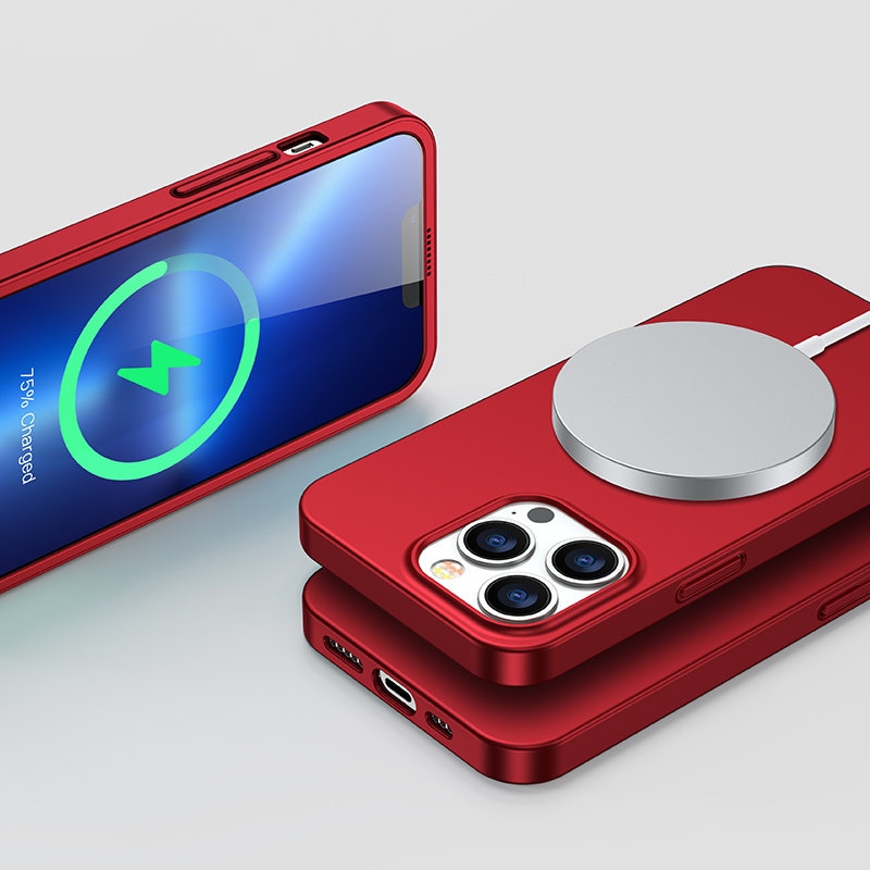 Joyroom 360 Full Case til iPhone 13 Pro Max + hærdet glas skærmbeskytter rød (JR-BP928)