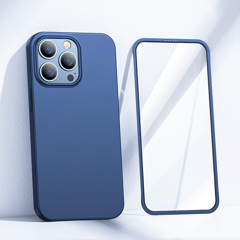 Joyroom 360 Full Case og bagcover til iPhone 13 Pro Max + hærdet glas skærmbeskytter blå (JR-BP928)