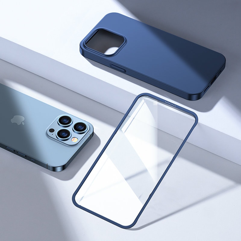 Joyroom 360 Full Case og bagcover til iPhone 13 Pro Max + hærdet glas skærmbeskytter blå (JR-BP928)