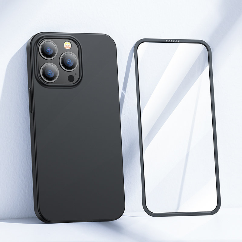 Joyroom 360 Full Case for iPhone 13 Pro + hærdet glas skærmbeskytter sort (JR-BP935 sort)